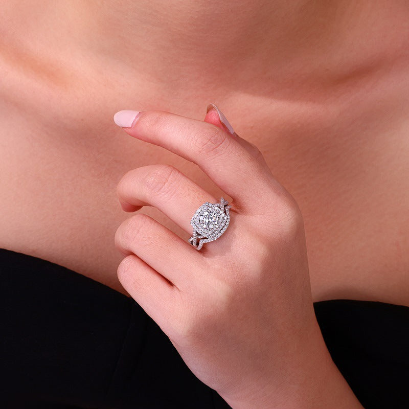 S925 Sterling Silver Moissanite Ring