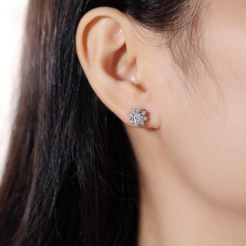 S925 Sterling Silver Moissanite Stud Earrings