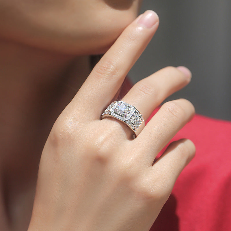【#R12·President】OFFICIAL ORIGINAL S925 Sterling Silver Moissanite Ring For Men