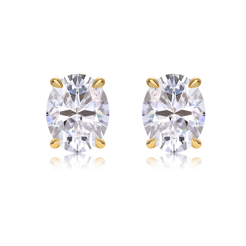 【#ME05·Promise】1.5CT Golden Oval-cut S925 Sterling Silver Moissanite Earrings Daily