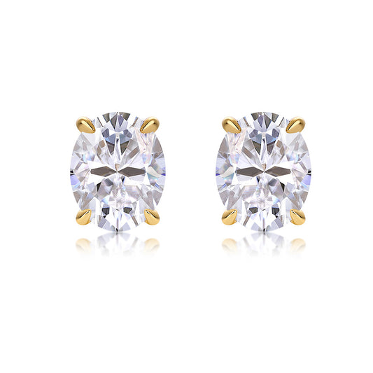 【#ME05·Promise】1.5CT Golden Oval-cut S925 Sterling Silver Moissanite Earrings Daily