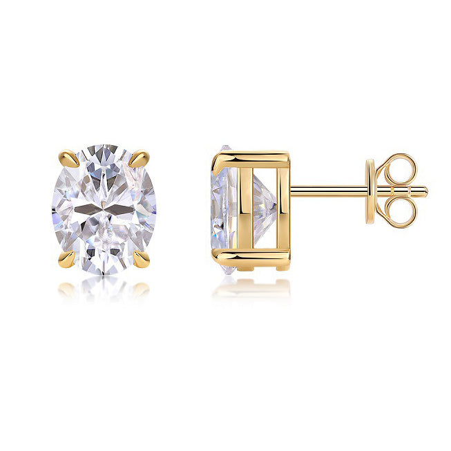 【#ME05·Promise】1.5CT Golden Oval-cut S925 Sterling Silver Moissanite Earrings Daily