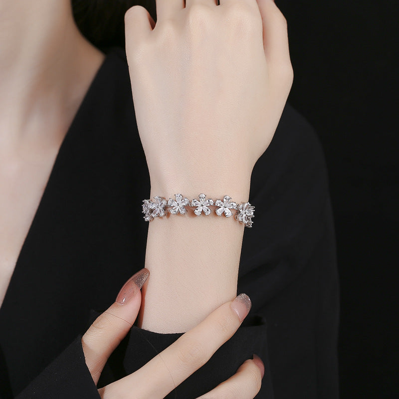 S925 Sterling Silver CZ Diamond Bracelet 16"