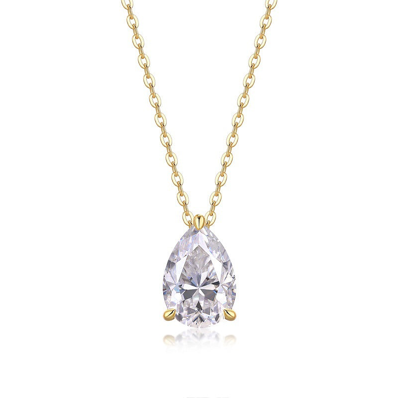 【#MP04·Love Flow】1.5-3.5CT Golden S925 Sterling Silver Moissanite Pendant Daily 18"