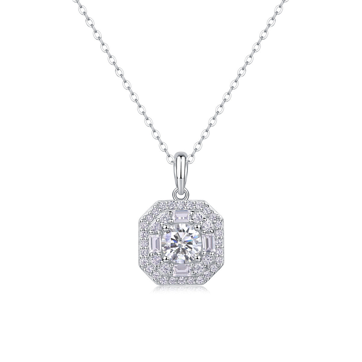 S925 Sterling Silver Moissanite Pendant Daily 18"
