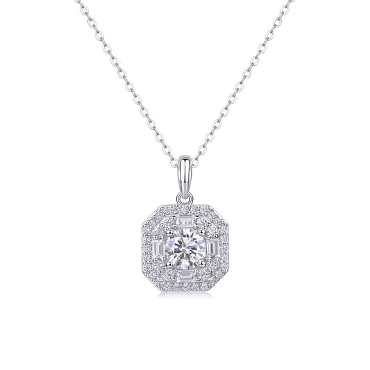S925 Sterling Silver Moissanite Pendant Daily 18"
