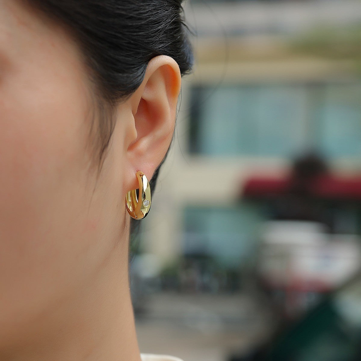 S925 Sterling Silver Moissanite Hoop Earrings