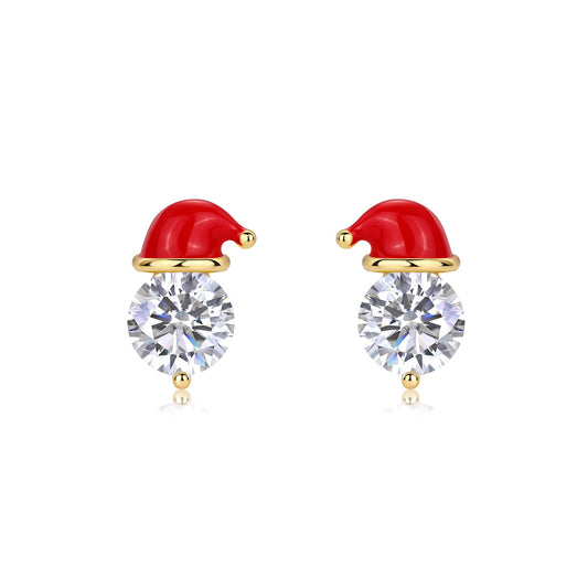 【#ME03·Santy】1CT Enamel S925 Sterling Silver Moissanite Earrings Daily
