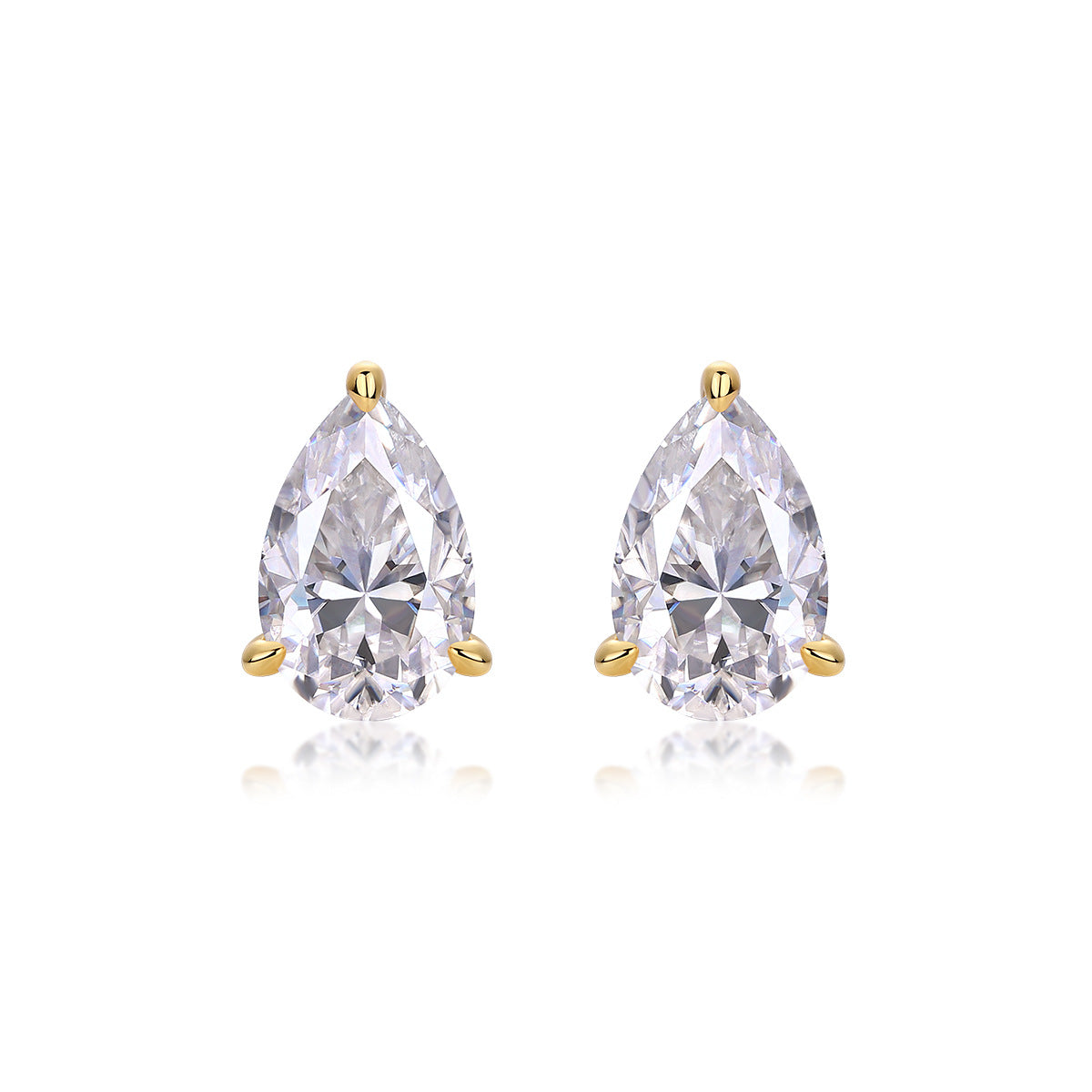 【#ME04·Love Flow】1.5CT Golden Pear-cut S925 Sterling Silver Moissanite Earrings Daily