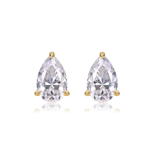 【#ME04·Love Flow】1.5CT Golden Pear-cut S925 Sterling Silver Moissanite Earrings Daily