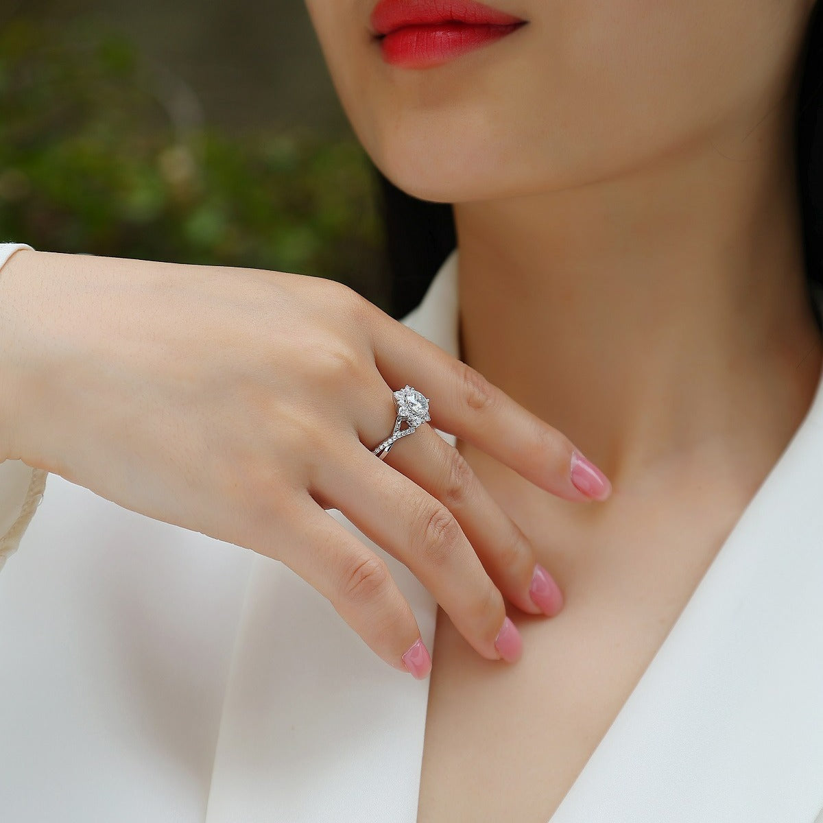 S925 Sterling Silver Moissanite Ring