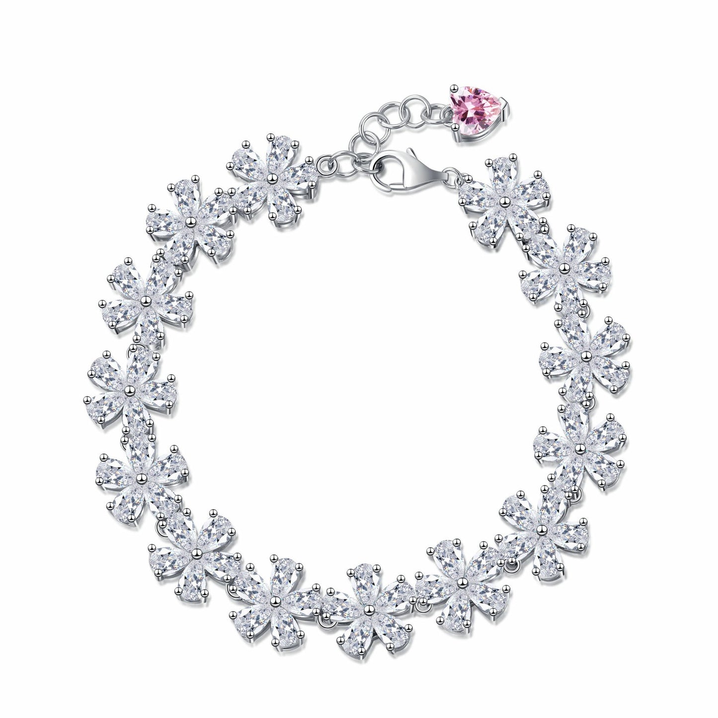 S925 Sterling Silver CZ Diamond Bracelet 16"