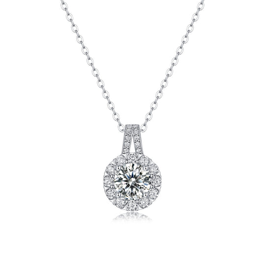 S925 Sterling Silver Moissanite Pendant Daily 18"