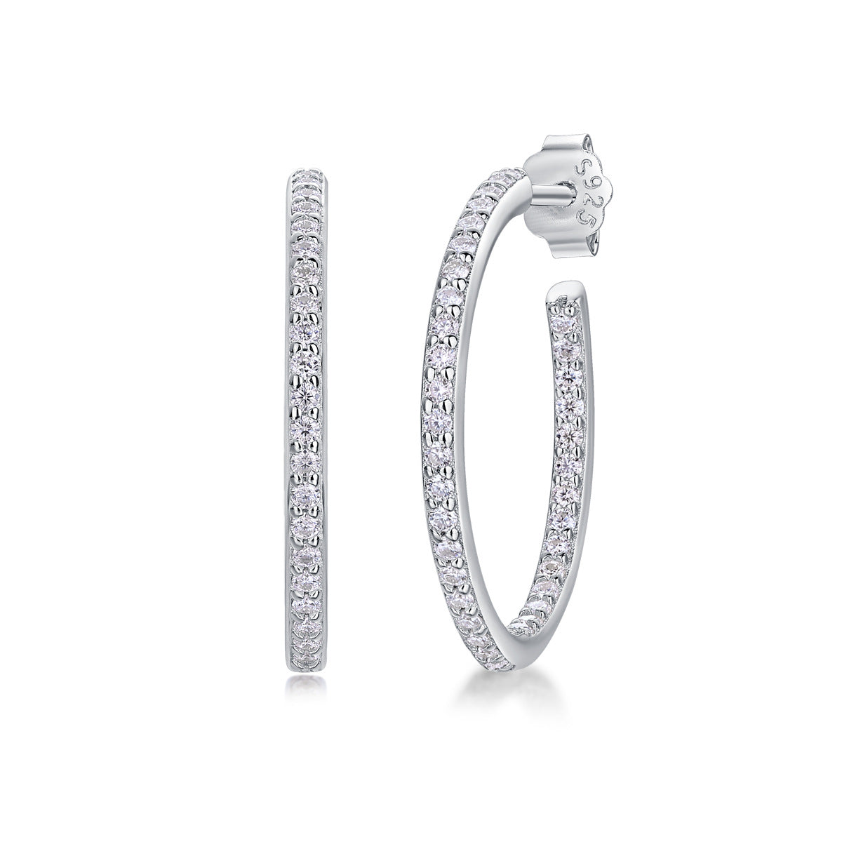 S925 Sterling Silver Moissanite Hoop Earrings